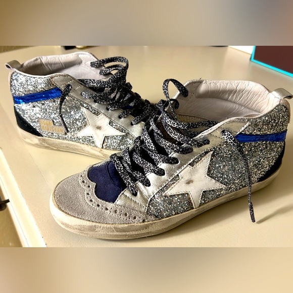 GGDB silver glitter and blue midstars EUC size 37 - Picture 1 of 6